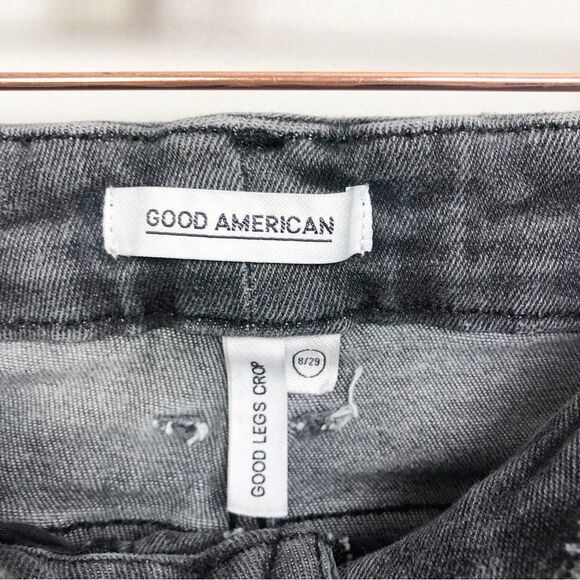 GOOD AMERICAN | Good Legs Crop Black Wash Gray Denim Jeans Women’s Size 8 - Picture 5 of 8